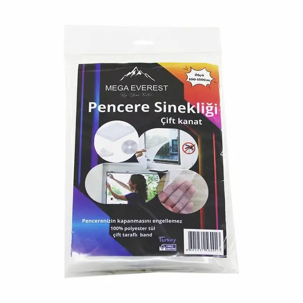 ÇİFT KANAT TÜL PENCERE SİNEKLİK 100X150CM - 5MT BANT (4745)