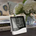 İç ve Dış Ortam Sıcaklığını Ölçebilen LCD Ekran Saat Göstergeli Alarmlı Nem Ölçer Termometre (4745)-2