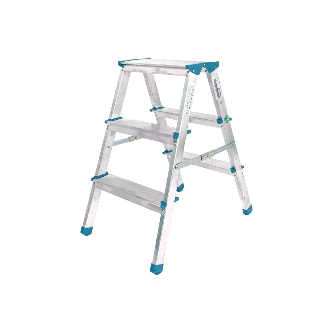 3+3 ÇİFT BASAMAKLI ALÜMİNYUM METAL MERDİVEN YÜKSEKLİK = 69CM BAŞ GENİŞLİK = 8CM (4745)