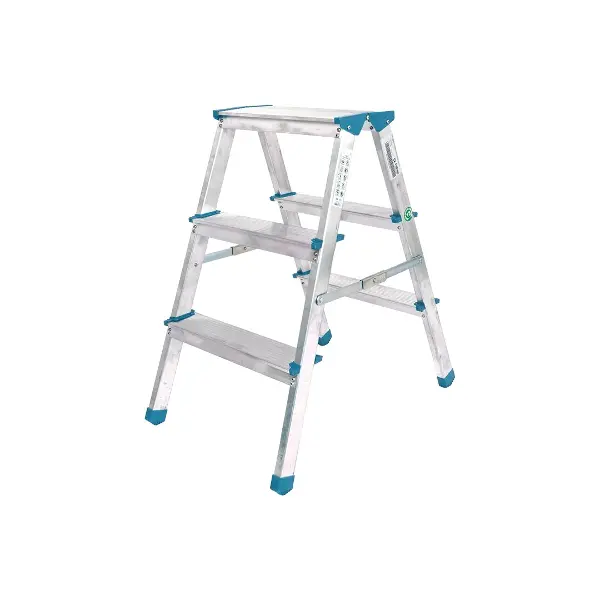 3+3 ÇİFT BASAMAKLI ALÜMİNYUM METAL MERDİVEN YÜKSEKLİK = 69CM BAŞ GENİŞLİK = 8CM (4745)