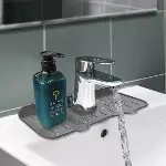 Lavabo İçin Silikon Esnek Mat Musluk Sapı Damlama Tutucu Raf Mutfak Tezgahı Sıçrama Koruma (4745)-3
