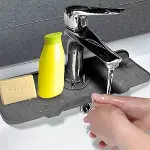 Lavabo İçin Silikon Esnek Mat Musluk Sapı Damlama Tutucu Raf Mutfak Tezgahı Sıçrama Koruma (4745)-5
