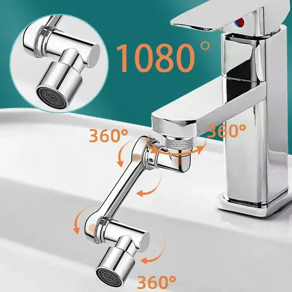 1080 Derece Dönebilen Mutfak ve Lavabo Bataryası Akrobat Musluk Ucu (4745)