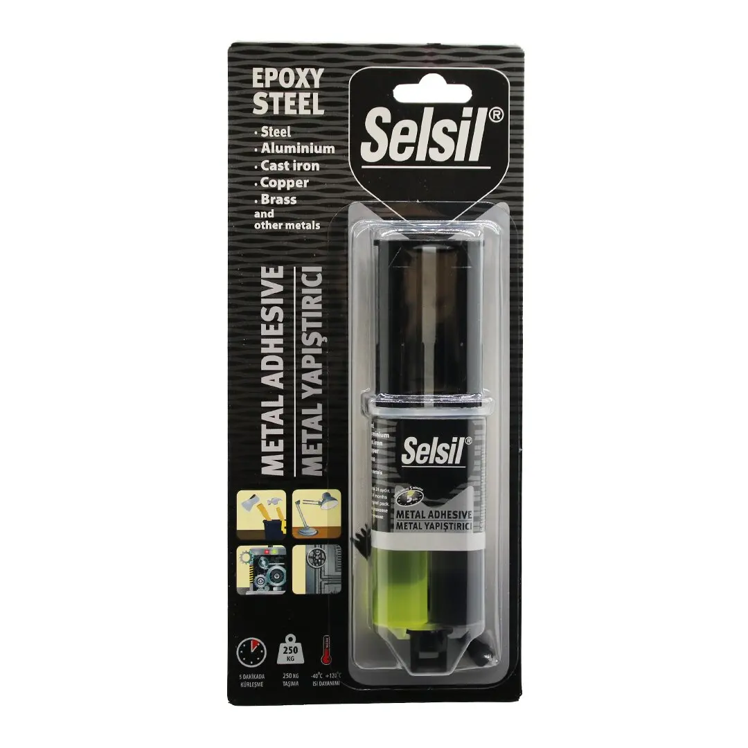 SELSİL EPOXY STEEL METAL ŞIRINGA EPOKSİ YAPIŞTIRICI 28GR. METAL - ÇELİK - ALÜMİNYUM - AHŞAP - PLASTİK (4745)