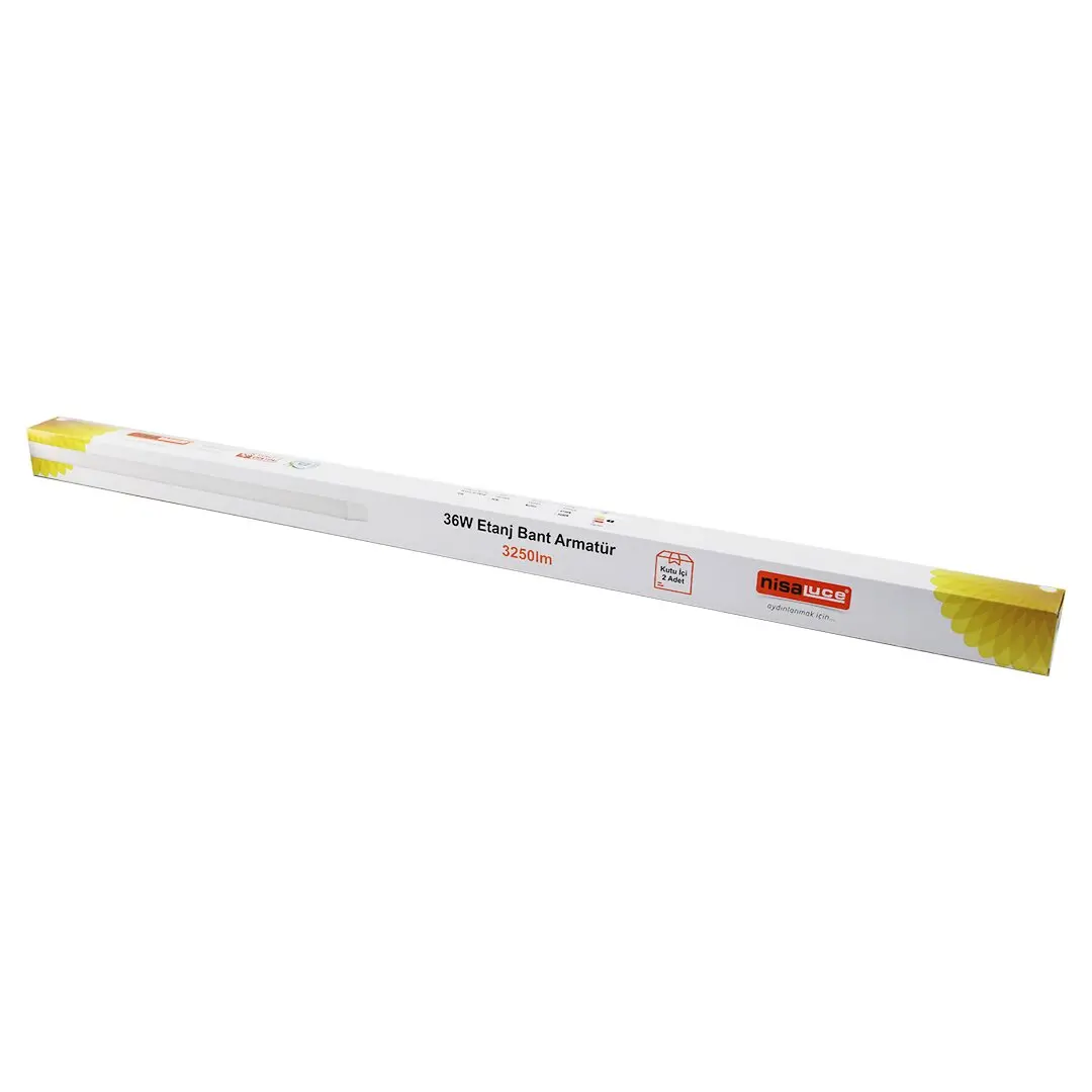 NİSALUCE EAMP-082/1 2PCS 36W - 120CM LED ETANJ BANT ARMATÜR LAMBA AMPUL BEYAZ - 6500K 3250LÜMEN MONTAJ AYAR KANALLI (4745)