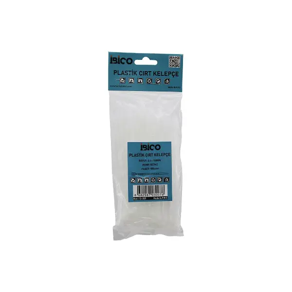 BEYAZ 3.6X150MM PLASTİK CIRT KELEPÇE 100PCS (4745)
