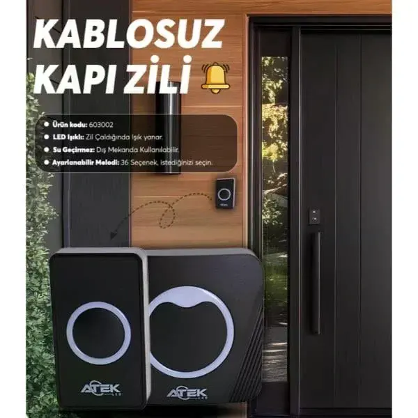 Kablosuz Su Geçirmez Kapı Zili (4745)