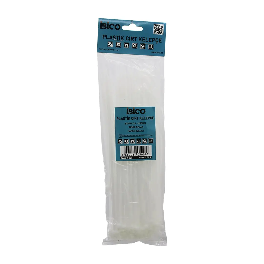 100PCS BEYAZ   3.6X250MM  PLASTİK CIRT KELEPÇE (4745)