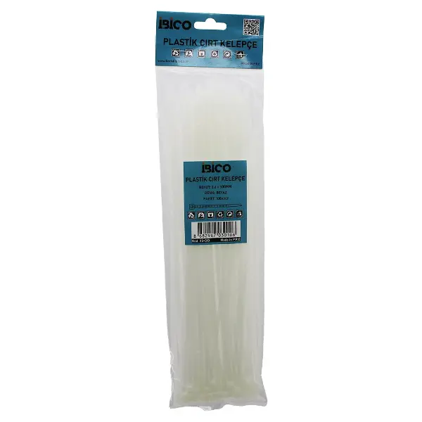 100PCS BEYAZ 3.6X300MM PLASTİK CIRT KELEPÇE (4745)