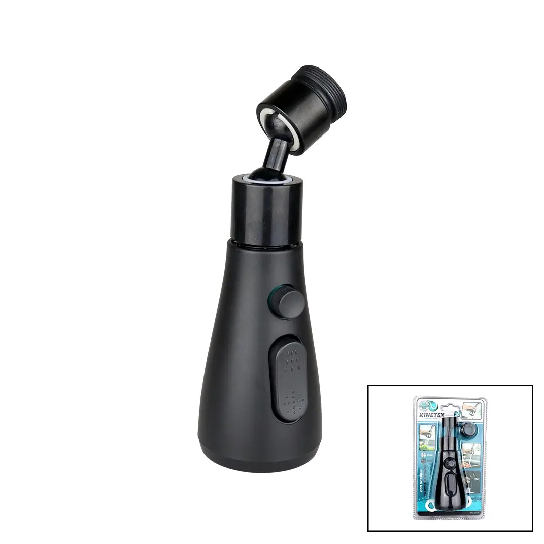 360 DERECE DÖNEBİLEN- 3 MOD  SİYAH YAĞMUR PÜSKÜRTME BORULU KUBAR MUSLUK UCU KTX-3289 (4745)