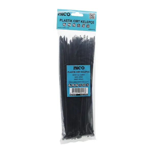 100PCS SİYAH 3.6X250MM PLASTİK CIRT KELEPÇE (4745)