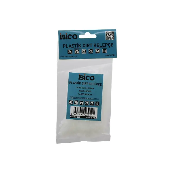 100PCS BEYAZ 2.5X100MM PLASTİK CIRT KELEPÇE (4745)