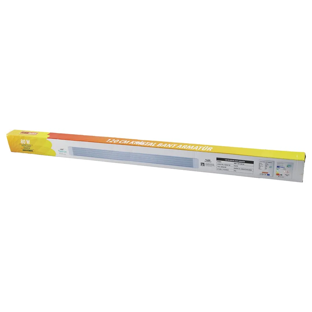 NİSALUCE EAMP-107 2 PCS 80W 120CM KRİSTAL BANT ARMATÜR BEYAZ=6500K ALÜMİNYUM KAPAK IP20 - Y BAĞLANTI (4745)