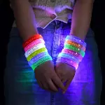 Mor Led Işıklı Baskı Yapılabilen Pilli Bileklik Bilezik 1,5 cm Genişlik (4745)-4