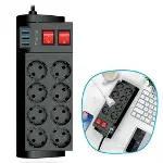 Isıya Dayanıklı Termal Akım Korumalı 2 Metre 16A 4000W 8li Priz ve 3 Usb Li Uzatma Kablosu (4745)-3