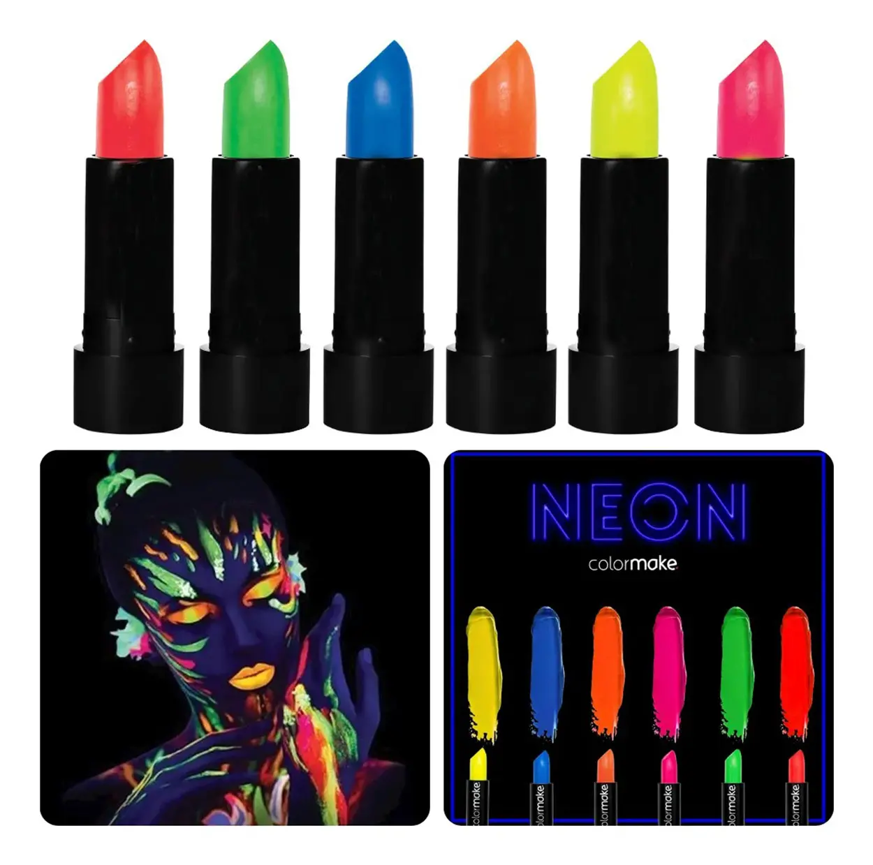 GlowPaint 6’lı Neon Boya – UV Işıkta Parlayan Makyaj Seti (4745)
