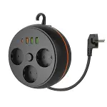3 Adet Soket,3 Adet USB ve 1 Adet Type-C Girişli Termal Akım Korumalı Makaralı Priz 3395 (4745)-1