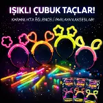 Karanlıkta Parlayan Glow Taç Seti 12 Adet – Yıldız Kalp Ay Çiçek (Her Model 3 Adet) (4745)-1