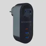 2 USB,1 TYPE-C Girişli 1&amp;apos;li Çocuk Korumalı,Isıya Karşı Dayanıklı 2500Watt Termal Akım Korumalı Priz (4745)-2