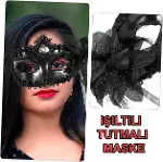 Siyah Işıltılı Tutmalı Fotoğraf Çekimi Maskesi 18x29 cm (4745)-5