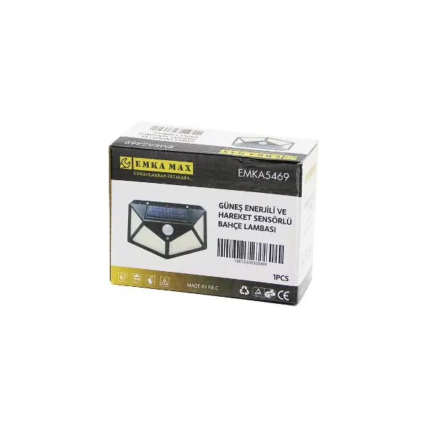 4 AÇILI   SOLAR - HAREKET SENSÖRLÜ  APLİK DUVAR LAMBASI  DIŞ MEKAN   9.5 X 13.5CM (4745)