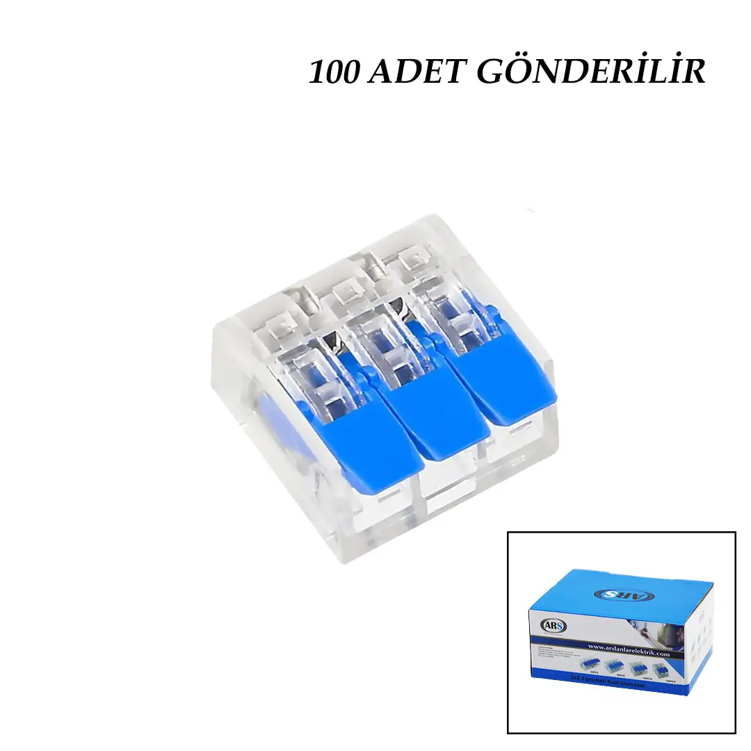100 ADET 3 LÜ 2X2.5 KABLO GEÇMELİ MANDALLI BUAT KLEMENSİ (4745)-2