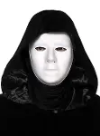 Siyah Kapüşonlu 120 cm Pelerin ve Beyaz Boyanabilir Tam Yüz Maske (4745)-2