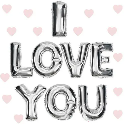 I Love You Folyo Balon Gümüş Renk 35 CM (4745)