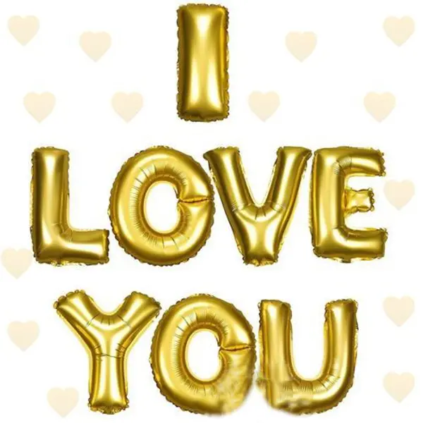 I Love You Folyo Balon Altın Renk 35 CM (4745)