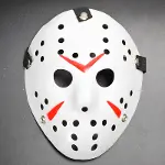 Beyaz Renk Kırmızı Çizgili Tam Yüz Hokey Jason Maskesi Hannibal Maskesi (4745)-1