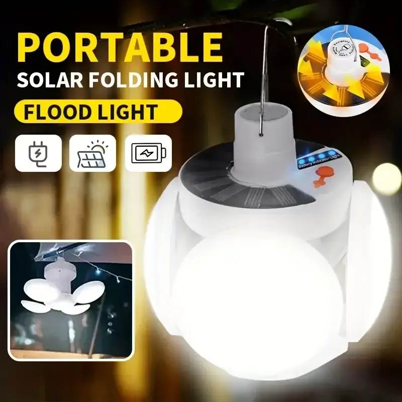 Solar Güneş Enerji Ve Usb Sarjlı 5 Kanatlı Led Lamba (4745)