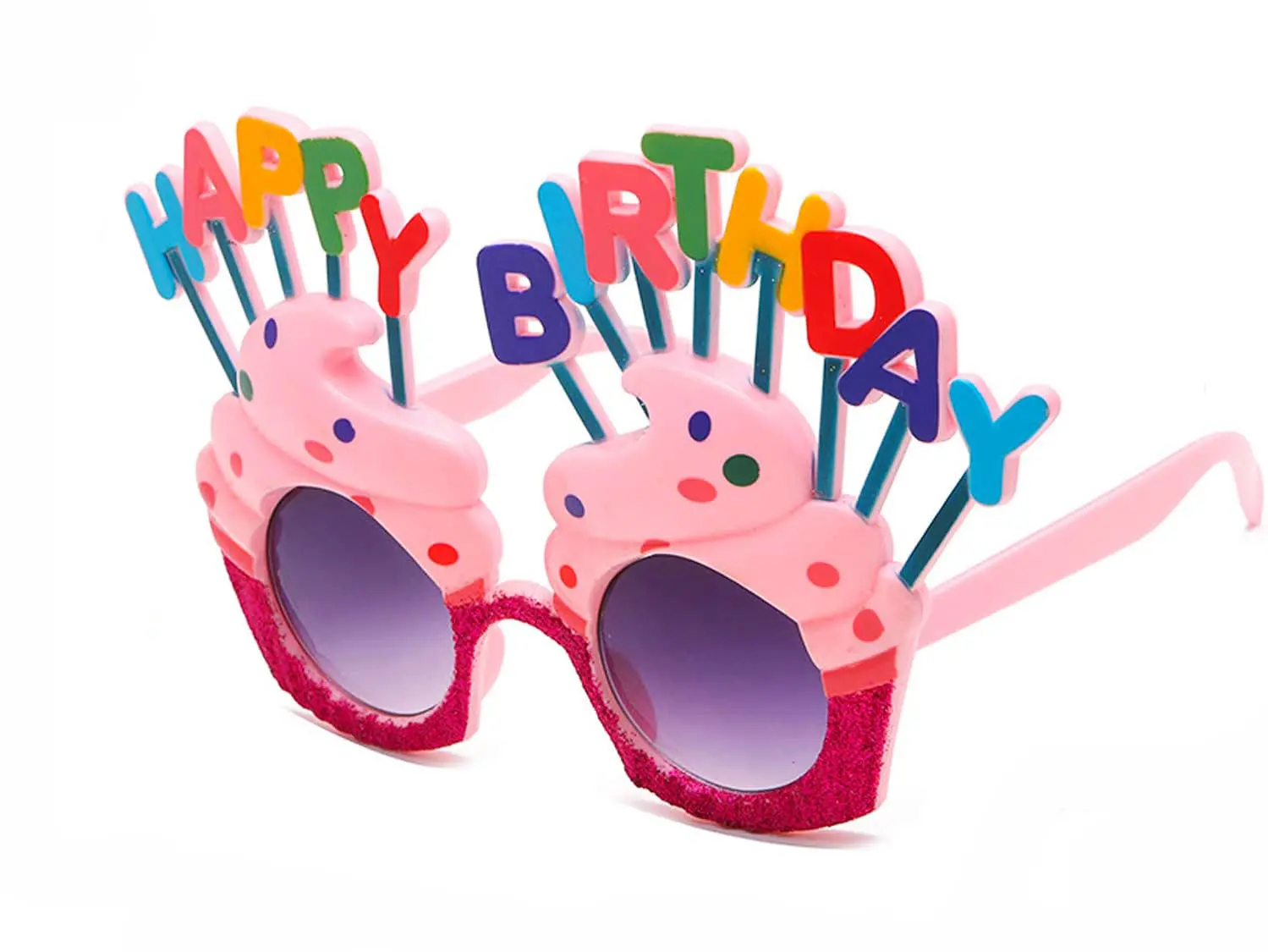 Happy Birthday Yazılı Pembe Fuşya Renk Parti Gözlüğü 12x7 cm (4745)