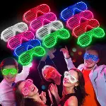 Glow Model 3 Farklı Fonksiyonlu Işıklı Panjur Parti Gözlüğü Karışık Renk 12 Adet (4745)-1