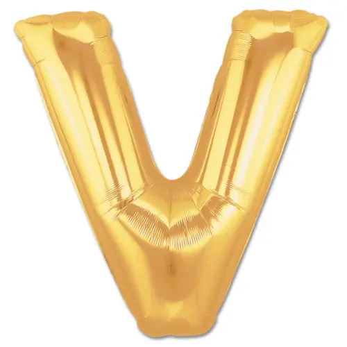 V Harf Folyo Balon Altın Renk  40 inç (4745)