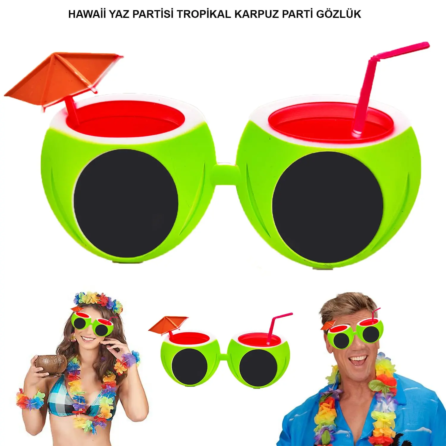 Karpuz Şekilli Tropikal Hawaii Yaza Merhaba Parti Gözlüğü (4745)