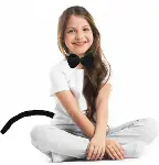 Peluş Siyah Renk Kuyruk ve Papyon Yetişkin Çocuk Uyumlu (4745)-2