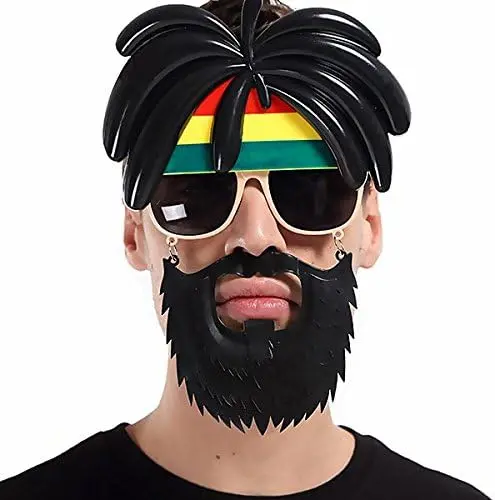 Rasta Peruklu Rasta Sakallı Bob Marley Bıyıklı Parti Gözlüğü 27x18 cm (4745)