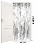 Gümüş Renk Ekstra Metalize Parlak Saçaklı Arka Fon Perde İthal A Kalite 1x2 Metre (4745)-4