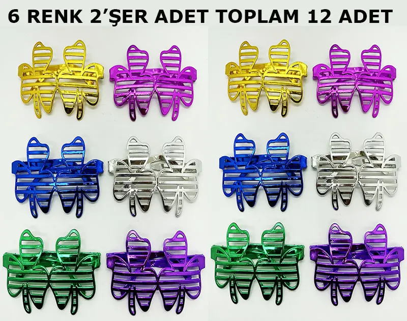 Vegas Casino Kupa Sinek Temalı Parti Gözlüğü 6 Renk 12 Adet (4745)