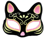 Siyah Renk Süet Kaplama Üzeri Pembe Sarı Simli Kedi Maskesi 17x14 cm (4745)-1