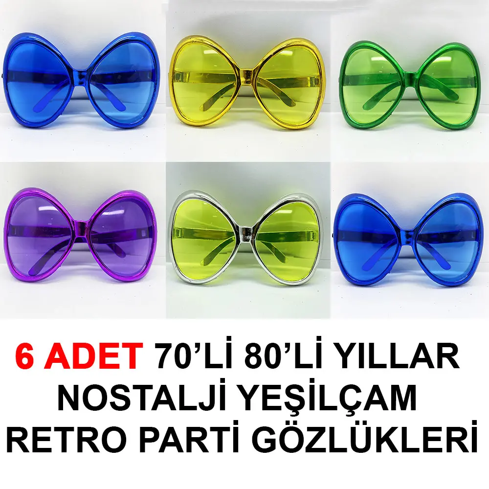 70li 80li Yıllar Nostalji Yeşilçam Retro Parti Gözlükleri 6 Adet (4745)