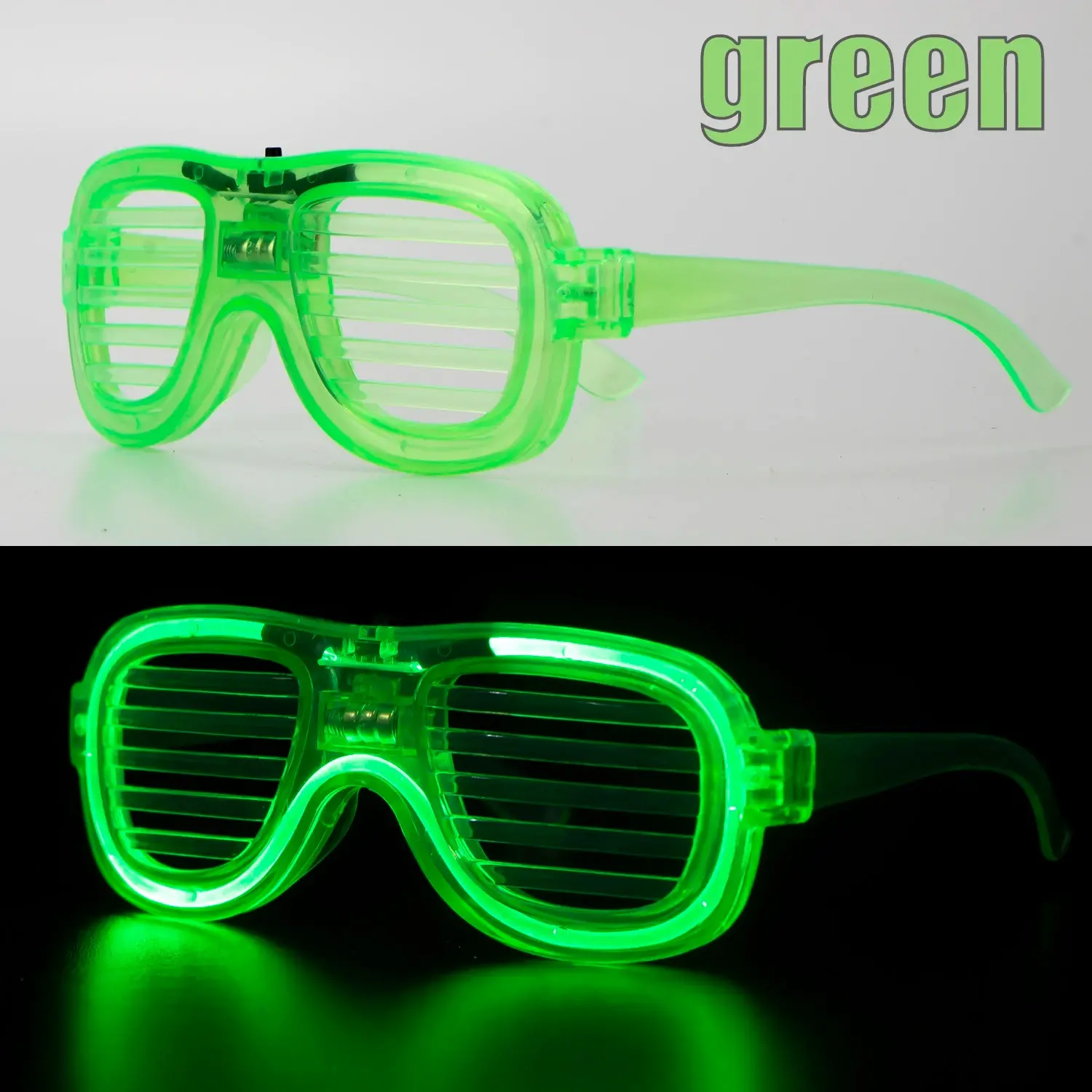 Yeşil LED Işıklı Parti Gözlüğü – Neon Glow Şerit Gözlük 3 Modlu (4745)