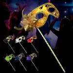 Lüks Taşlı Saplı Maskeli Balo Maskesi Kırmızı Renk 35 cm (4745)-3