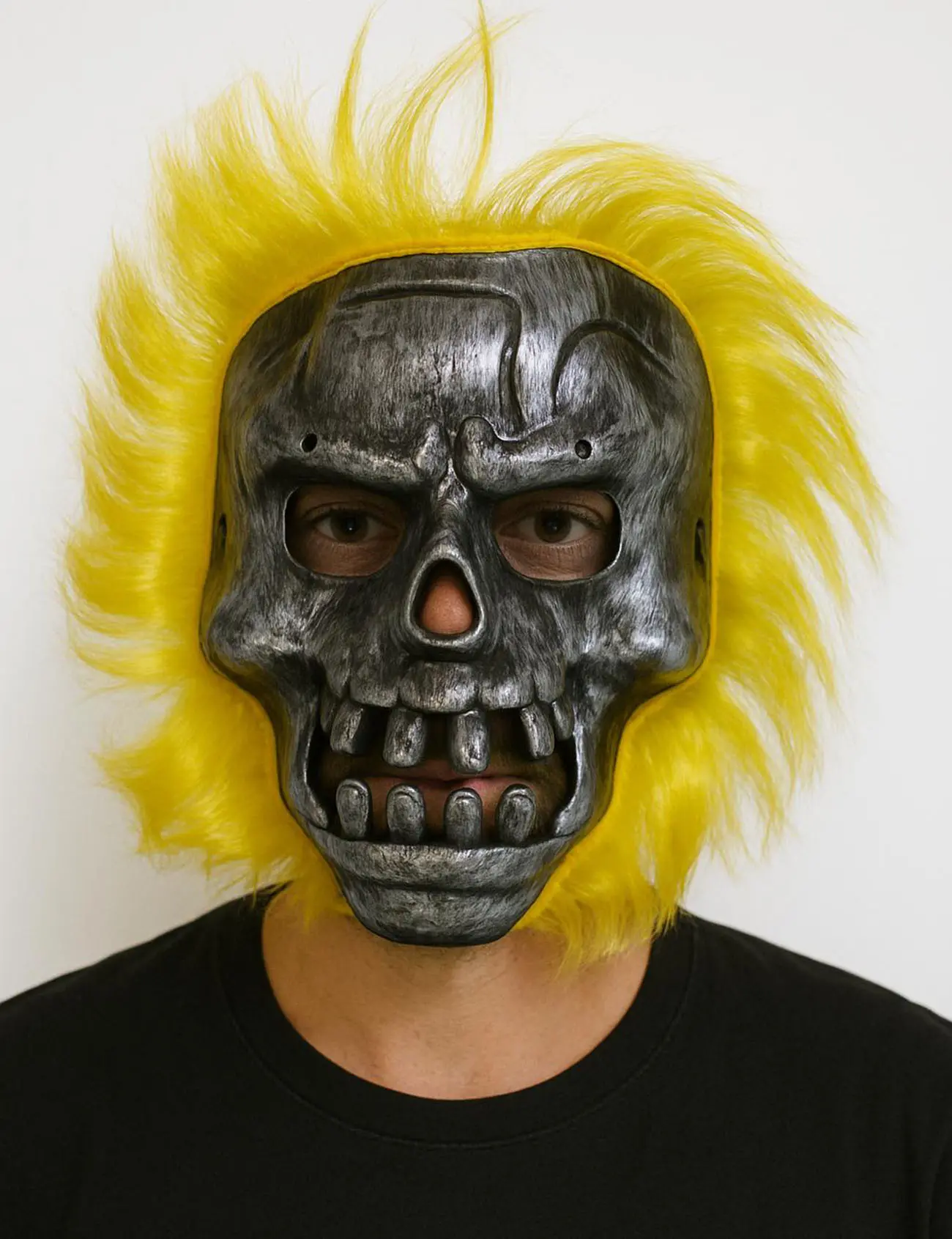Wild Skull - Metal Kafatası Sarı Saçlı İskelet Maske (4745)