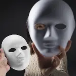 Beyaz Renk Boyanabilir Anonim Tam Yüz Cosplay Maske 24x18 cm (4745)-2