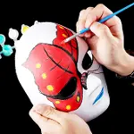 Beyaz Renk Boyanabilir Anonim Tam Yüz Cosplay Maske 24x18 cm (4745)-3