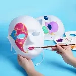 Beyaz Renk Boyanabilir Anonim Tam Yüz Cosplay Maske 24x18 cm (4745)-4
