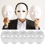 Beyaz Renk Boyanabilir Anonim Tam Yüz Cosplay Maske 24x18 cm (4745)-5