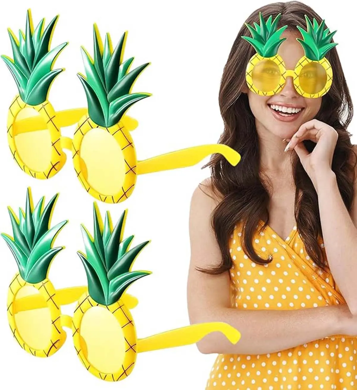 Tropikal Hawaii Ananas Şekilli Parti Gözlüğü 9.5 x 14 cm (4745)