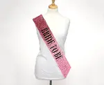Pembe Üzeri Siyah Büyük Bride To Be Yazılı Simli Işıltılı Kuşak Kemer 10 cm Genişlik (4745)-2